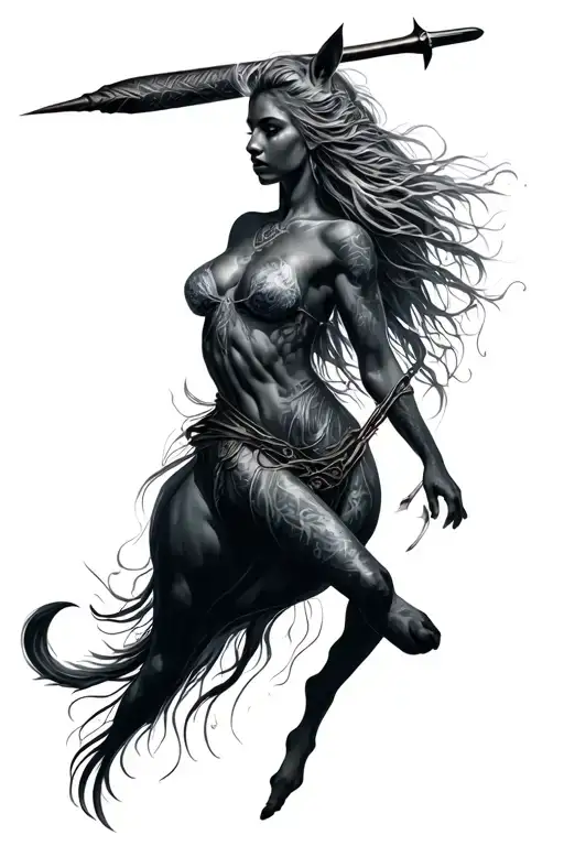 female sagittarius zodiac sign tattoo design idea