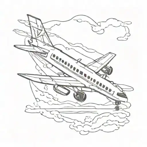 airplane silhouette and love  tattoo design idea