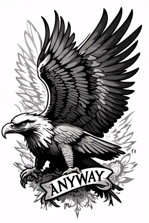 "ANYWAY" an eagle with outstretched wings,and all this on a beautiful background. The ea tattoo design idea