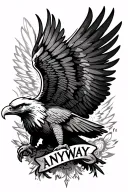 "ANYWAY" an eagle with outstretched wings,and all this on a beautiful background. The ea tattoo design idea