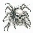 skull and spider crawling tattoo design idea