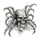 skull and spider crawling tattoo design idea
