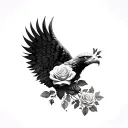 eagle wing and rose tattoo design idea