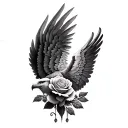 eagle wing and rose tattoo design idea