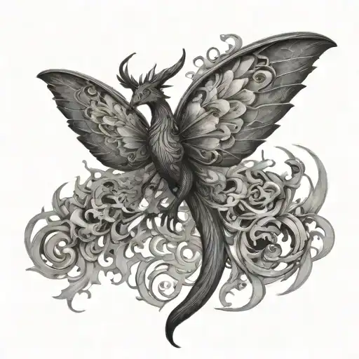 phoenix - indicating reborn, butterfly - evolving and leaving the old self, Dragon - change that is never easy but not i tattoo design idea