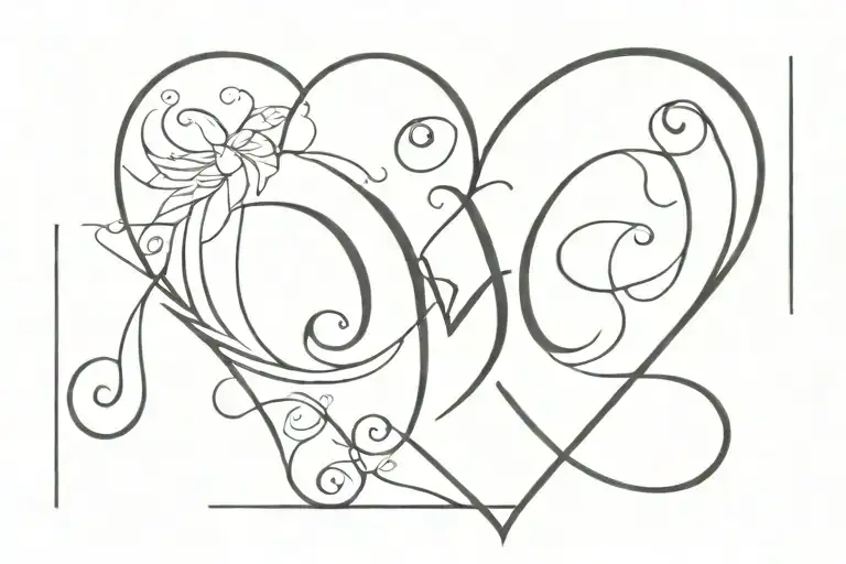 m and c initials combined together inside a heart tattoo design idea