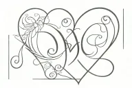 m and c initials combined together inside a heart tattoo design idea