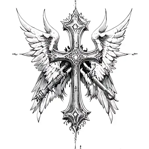 warhammer 40K dark angel with a cross tattoo design idea