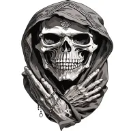 hooded reaper mexi Cali design praying skeleton hands tattoo design idea