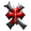 knight Templar with red cross intertwined tattoo design idea
