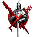 knight Templar with red cross intertwined tattoo design idea