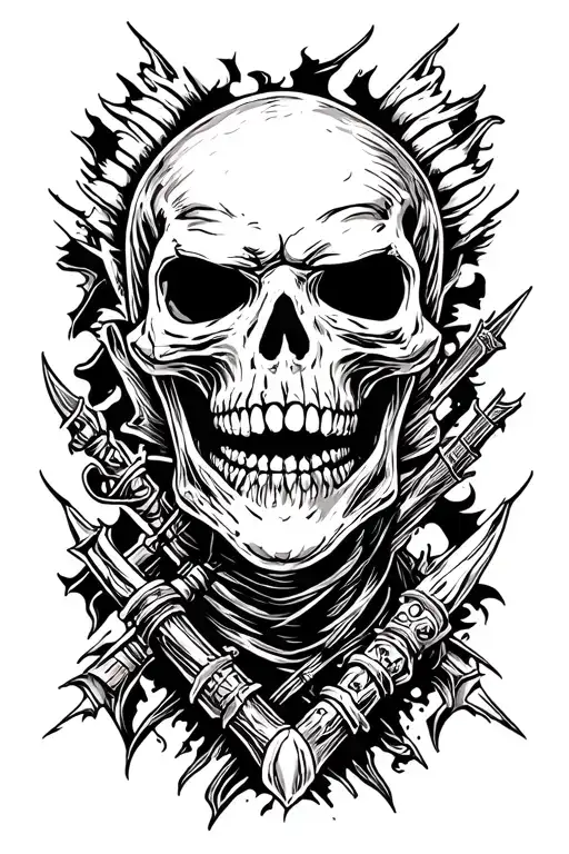skeleton warrior tattoo design idea