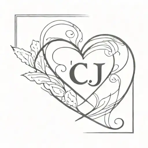 heart with the letters C and J incorporated tattoo design idea