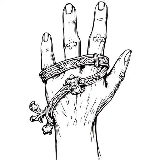 pirate themed wedding ring finger tattoo design idea