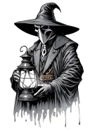 plague doctor holding a lantern tattoo design idea