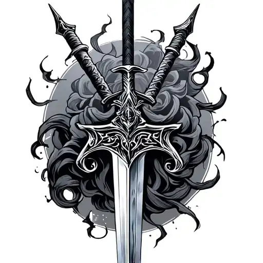 gothic sword tattoo design idea
