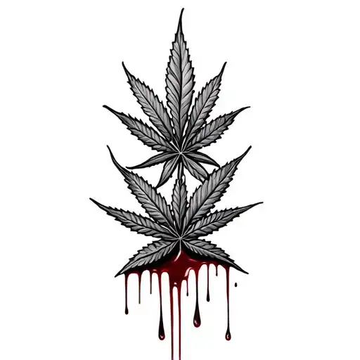 composition,marijuana leaves in the background,dripping blood tattoo design idea