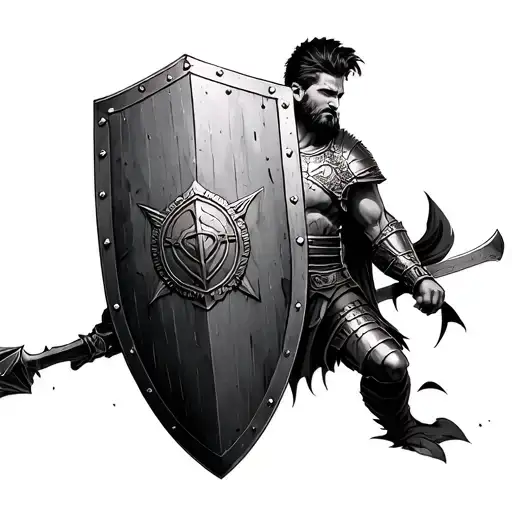 gladiator to hold a shield tattoo design idea