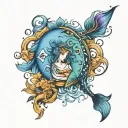 Aquarius Pisces Cancer together  tattoo design idea