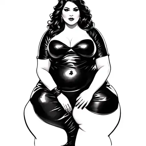 fat women in leather tattoo design idea