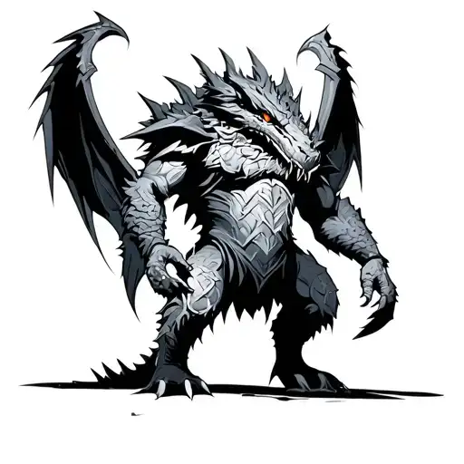 Monster hunter standing tattoo design idea