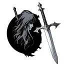 master sword stabbed in back tattoo design idea