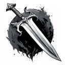 master sword stabbed in back tattoo design idea