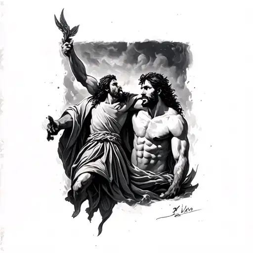 David vs goliath tattoo design idea