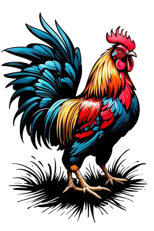 fighting rooster tattoo design idea