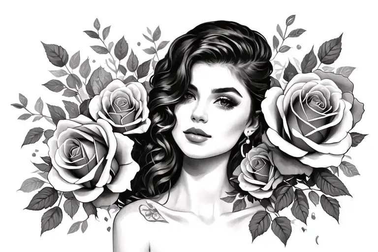 Kimberly with roses tattoo design idea
