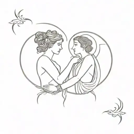 greek myth soulmates tattoo design idea
