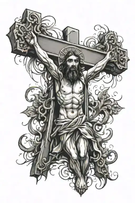 cross, jesus tattoo design idea