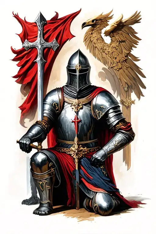 kneeling knights templar knight tattoo design idea