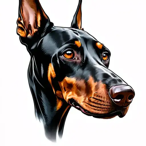 doberman dog wearing latex tattoo design idea