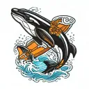 American traditional orca swimming tattoo design idea