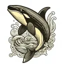 American traditional orca swimming tattoo design idea