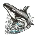 American traditional orca swimming tattoo design idea