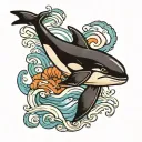 American traditional orca swimming tattoo design idea