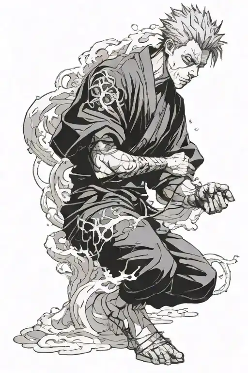 fine line toji fushiguro jujutsu kaisen tattoo design idea
