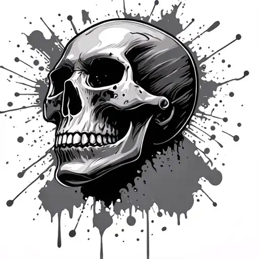 Skull wearing a paint spray mask tattoo design idea
