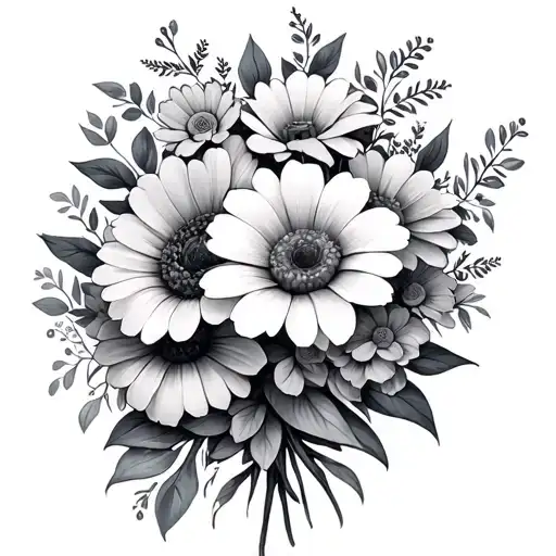 1. A menthal health tattoo (I have autism, overthink ...) 2. A bouquet of flowers with painted flowers of my family, 3. tattoo design idea