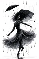 represent the phrase dancing in the rain with a drawing tattoo design idea