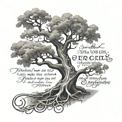 Mercy Tree with Bible verse incorporated tattoo design idea