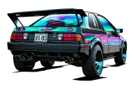 Toyota Treeno AE86 Initial Drift under the northern lights tattoo design idea