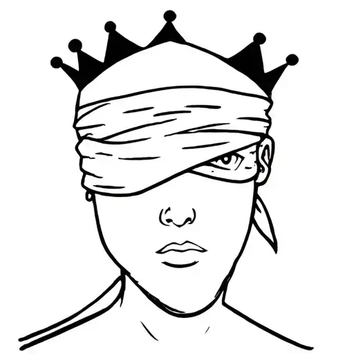 null head With a bandana on eyes and a crown tattoo design idea