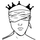 null head With a bandana on eyes and a crown tattoo design idea