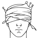 null head With a bandana on eyes and a crown tattoo design idea