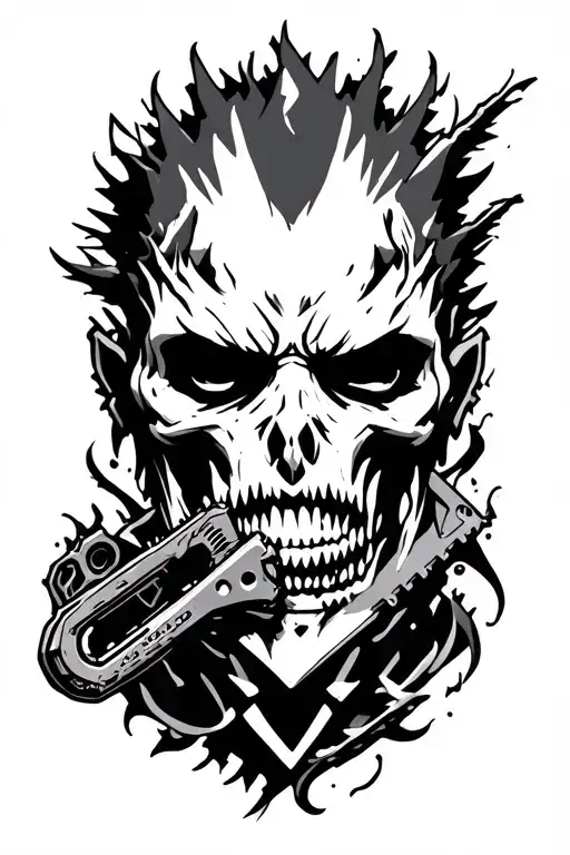 cyber tribal tattoo of power from Chainsaw man tattoo design idea