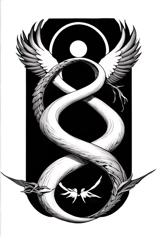 double helix infinity style,trinity, God the Father the Son and the Holy Spirit and the garden of eden tattoo design idea