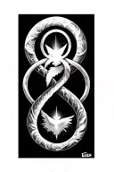 double helix infinity style,trinity, God the Father the Son and the Holy Spirit and the garden of eden tattoo design idea